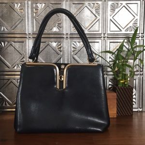 Vintage Patent Leather Handbag (deep navy)